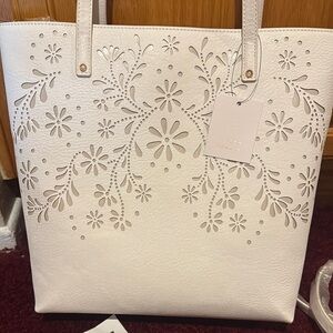 Elegant Light Pink/Blush  Floral Cutout Tote Bag